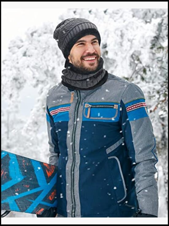 6-Piece Winter Beanie and Neck Warmer Set, Fleece Lined, Unisex Outdoor Hat main image 4